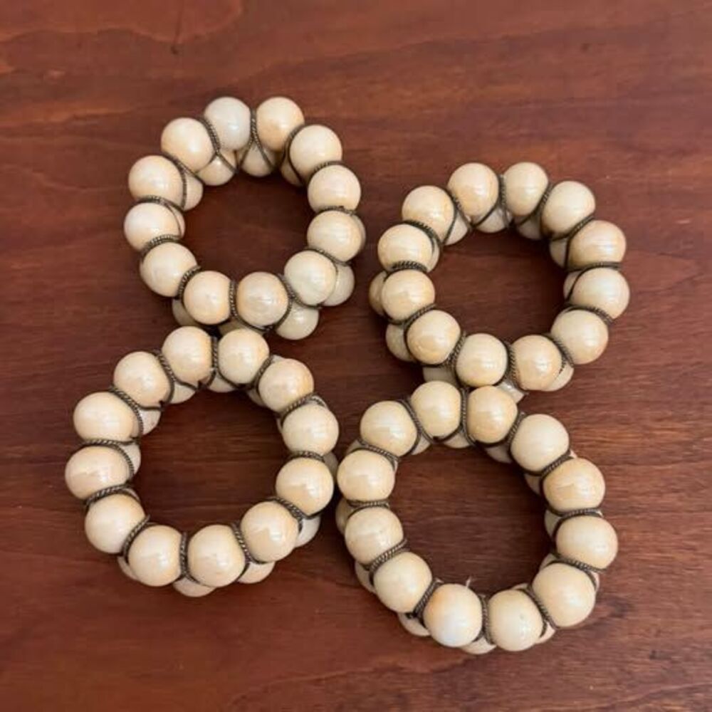 Set of 4 Beaded Napkin Rings